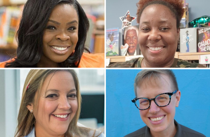 Photos of ALA President's Program panelists: Nicole T. Bryan, Eboni M. Henry, Sherry Scheline, and Emily Drabinski (ALA President, Moderator)